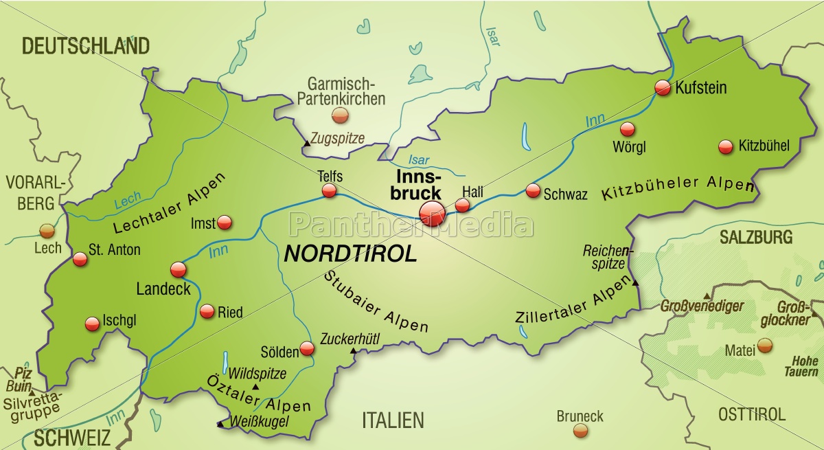 Map Of Tyrol As An Overview Map In Green Royalty Free Image