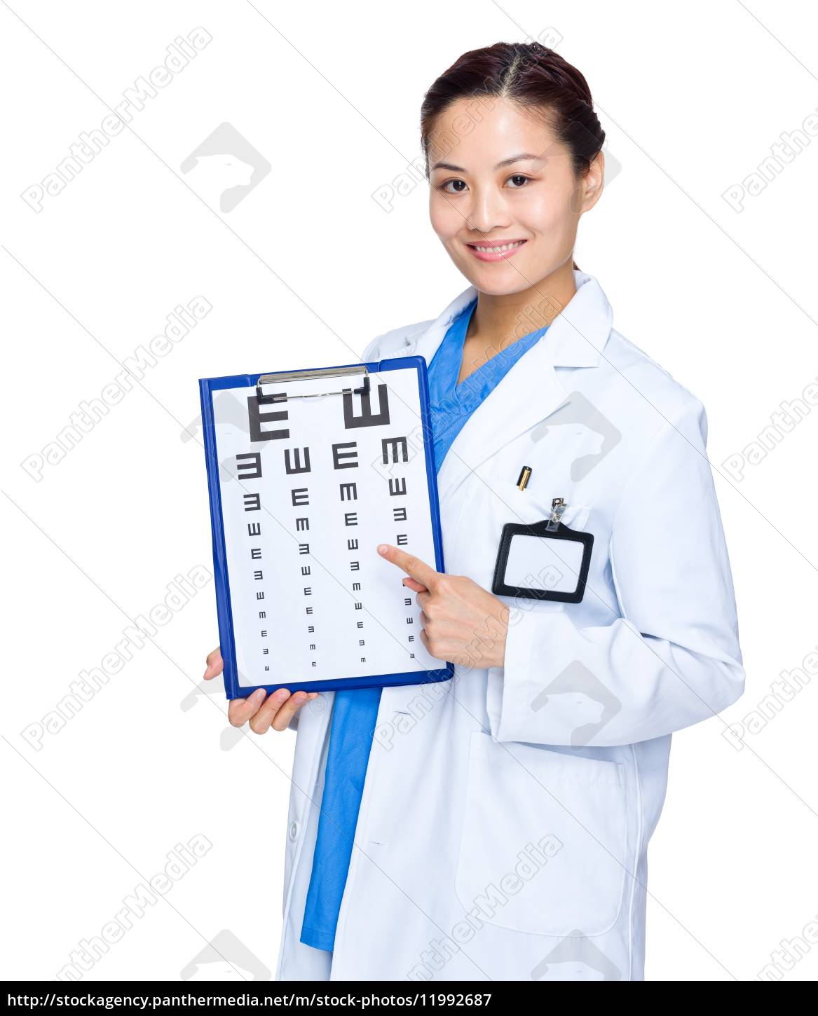 Female Optical Doctor With Eye Chart Stock Photo