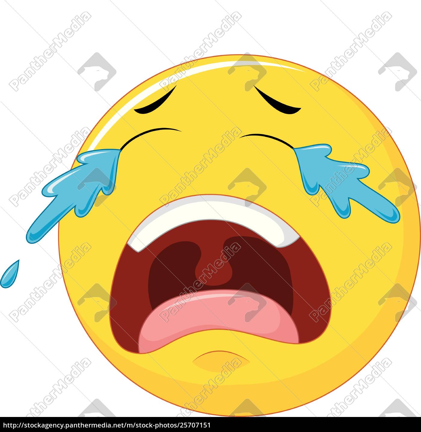 Crying Emoticon Smiley Face Character With Tears Stock Photo