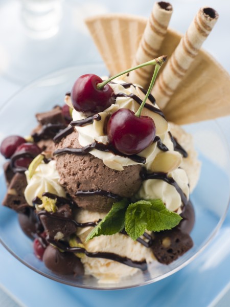 chocolate brownie ice cream sundae