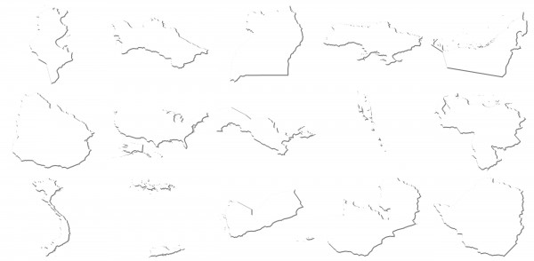 tunisia zimbabwe 3d white maps
