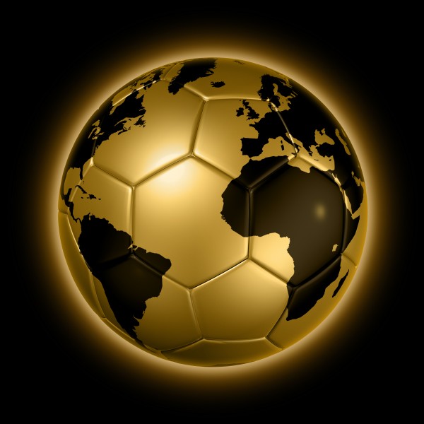 gold soccer football ball world globe