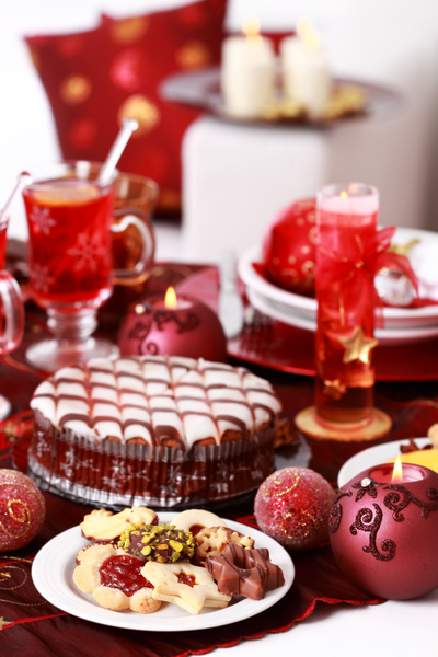 christmas cookies with marchpane cake and