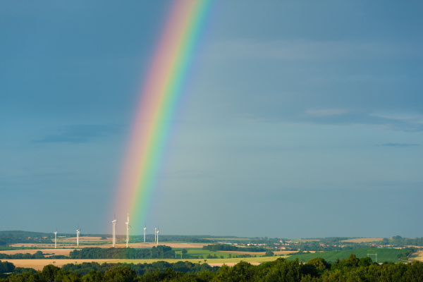 rainbow and windmills