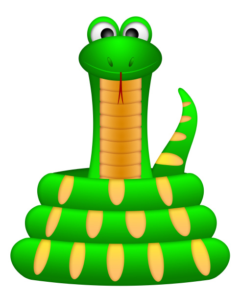 cute green snake coil up illustration