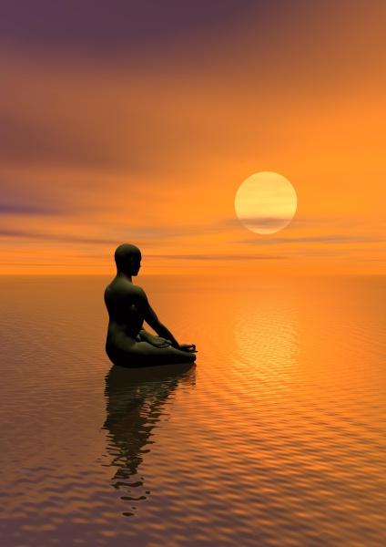 meditation by sunset