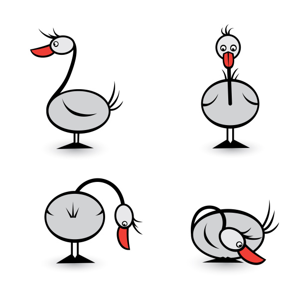 abstract four geese in different positions