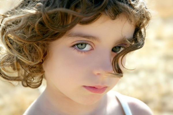 beautiful little girl portrait outdoo