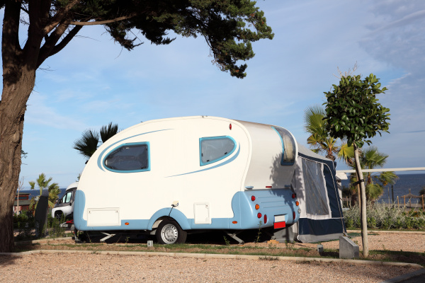 small caravan on a camping site