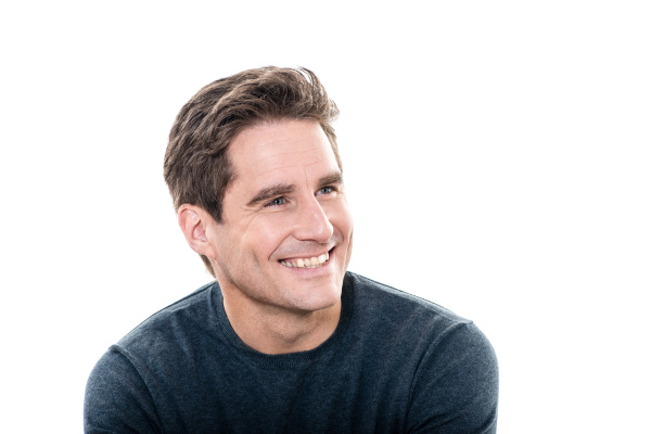mature handsome man toothy smile portrait