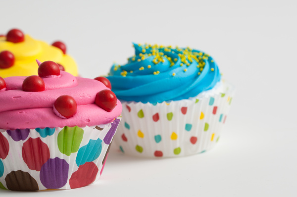 closeup of a colorful cupcakes