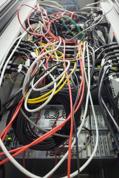 interior of server with wires