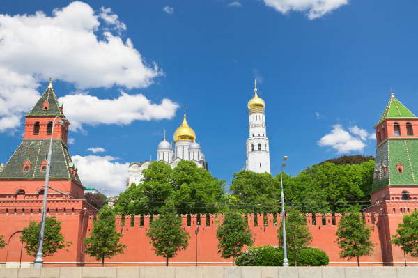 wall and cathedrals of moscow kremlin