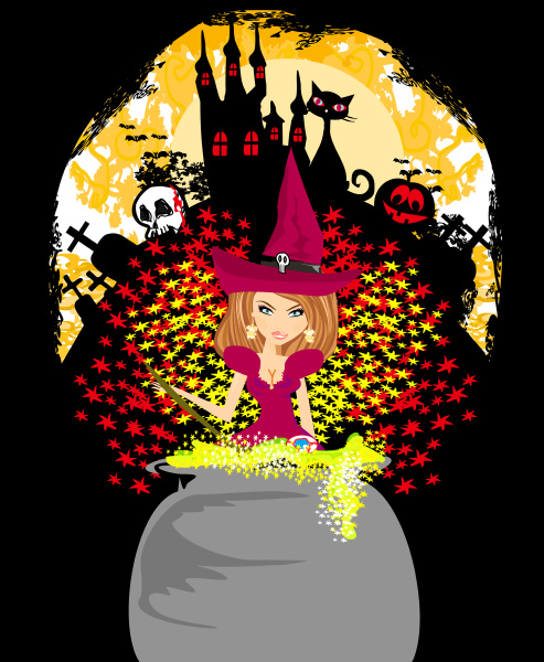 halloween invitation witch