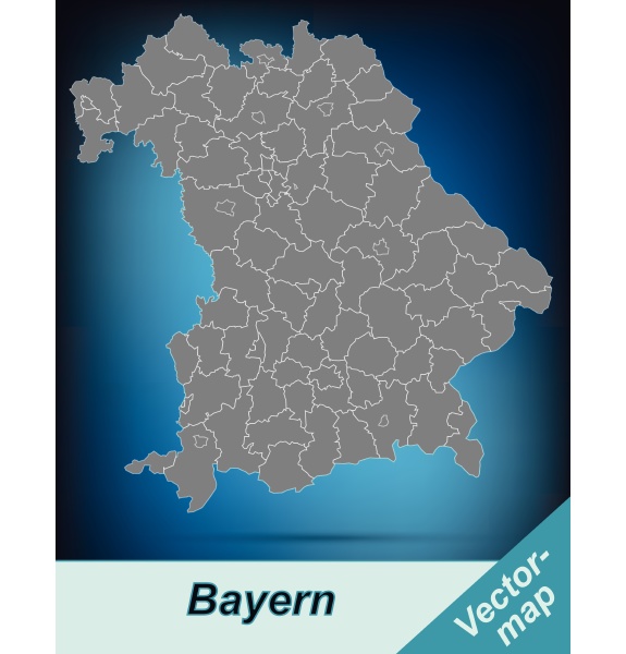 border map of bavaria with borders in bright gray - Stock Photo ...