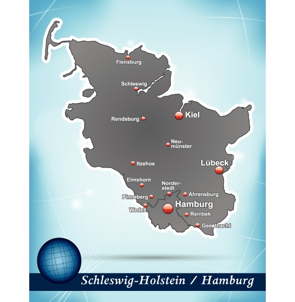 island map of schleswig holstein abstract