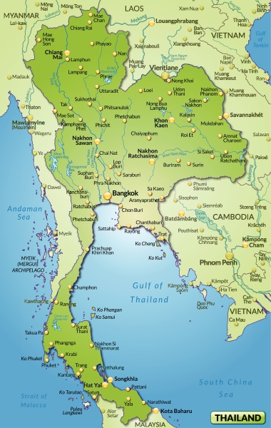 map of thailand as an overview map in green - Royalty free image ...