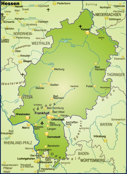 map of hesse as an overview map in green - Royalty free image #10656015 ...