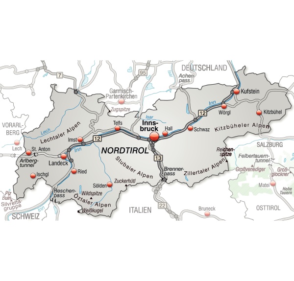 Map of tirol with transport network in Grau - Stock Photo #10692431 ...