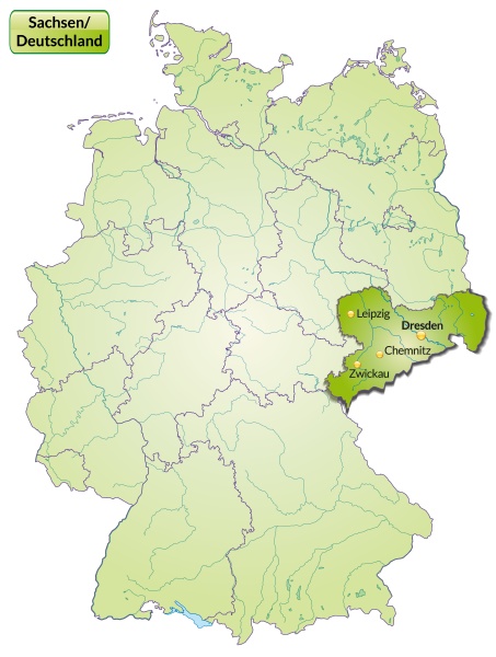 map of saxony with capital cities in green - Royalty free photo ...