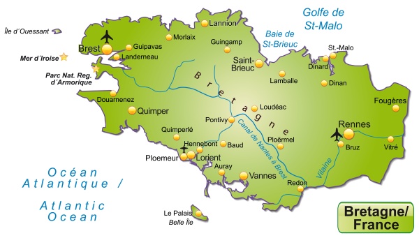 map of brittany as a map in green - Stock image #10912634 ...