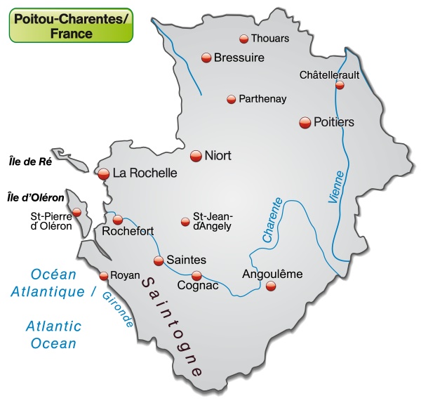 Map Of Poitou Charentes As Overview Map In Grey Royalty Free Photo   ~map Of Poitou Charentes As Overview 10912252 Detail 