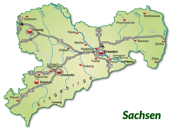 Map Of Saxony With Transport Network In Pastel Green Royalty Free   ~map Of Saxony With Transport Network 10919320 Detail 