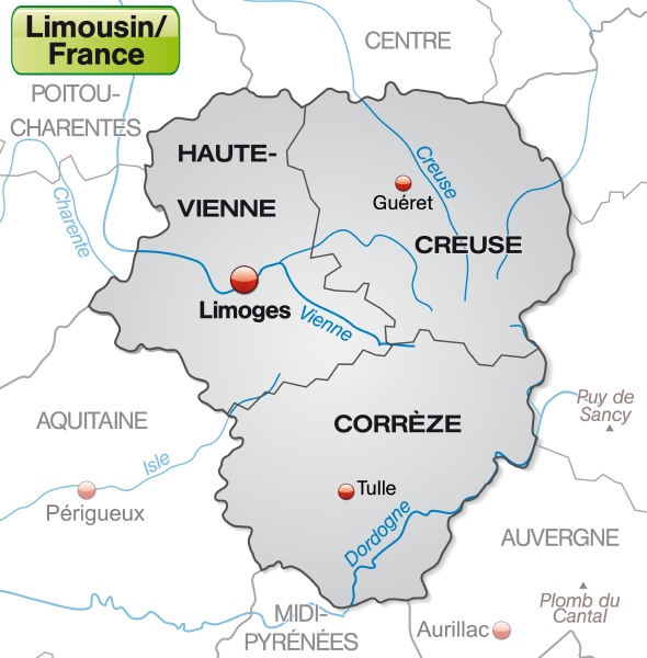 map of limousin with borders in gray - Royalty free image #10921530 ...