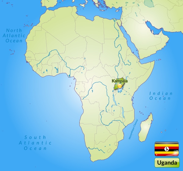 map of uganda with capitals in