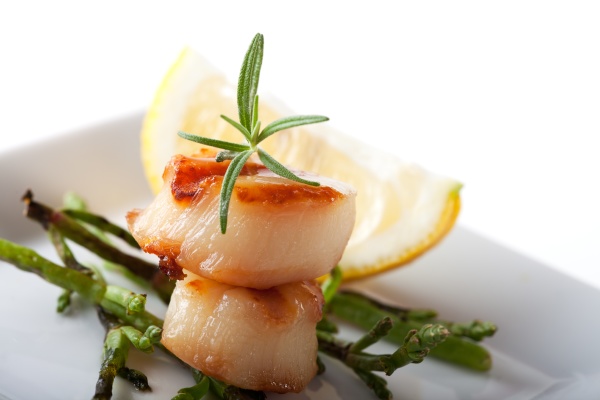 two grilled scallops