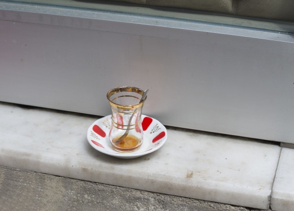 empty tea glass in istanbul