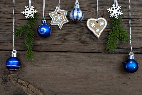 hanging christmas balls and christmas decorations