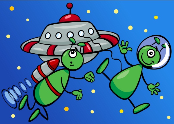 aliens in space cartoon illustration - Royalty free image #12651306 |  PantherMedia Stock Agency