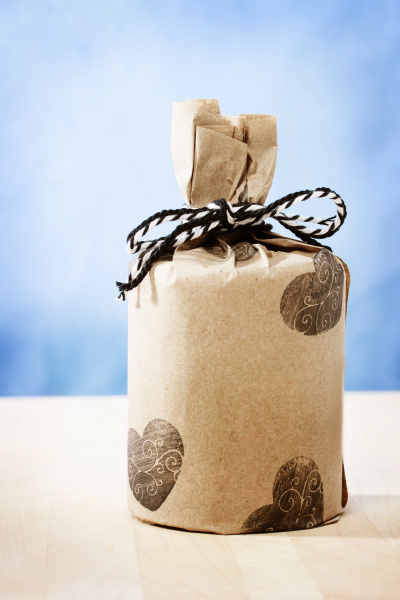 presents wraped in a rustic earthy