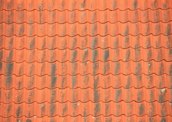 old red roof tiles with black