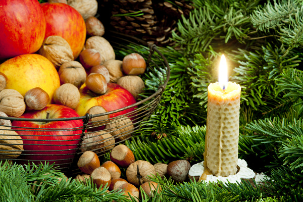 christmas still life with a candle