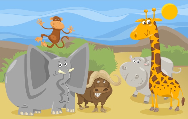 cartoon African safari wild animals group - Stock Photo #23027359 |  PantherMedia Stock Agency