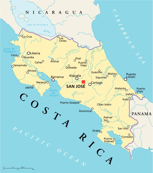 Costa Rica Political Map - Royalty free image #13255998 | PantherMedia ...