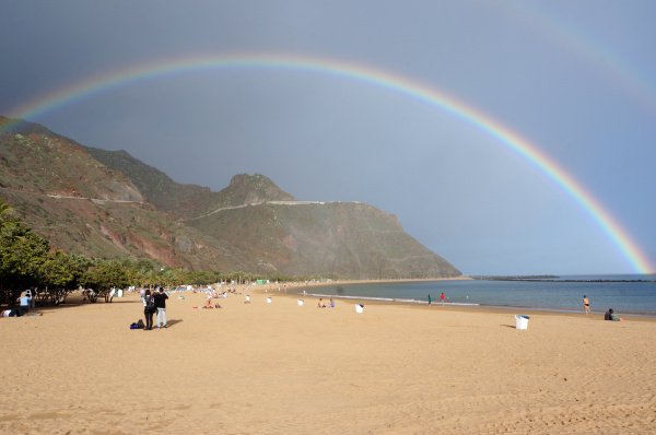 rainbow at playa de las teresitas