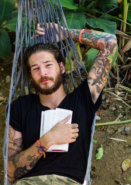 man person hammock book reading holiday