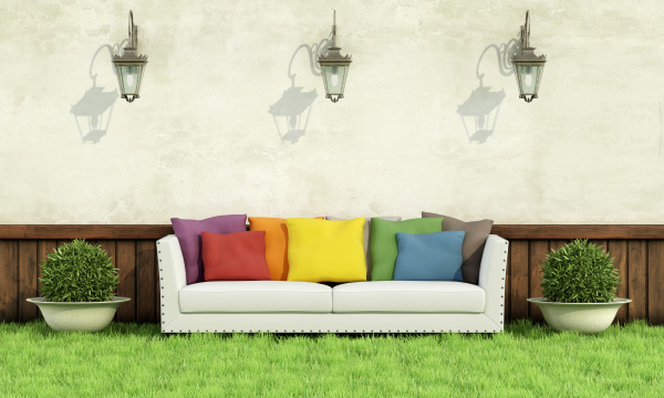 garden with elegant sofa