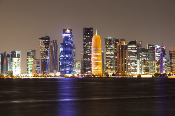 doha city skyline at night
