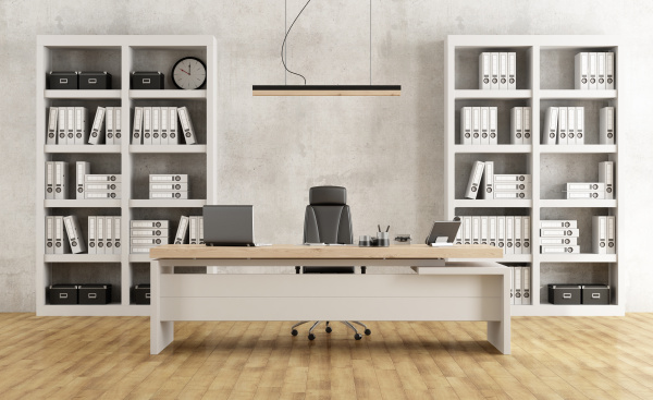 black and white modern office