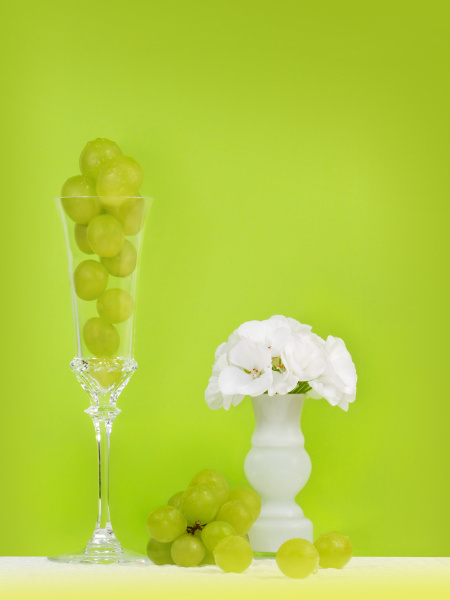 grapes in a champagne glass