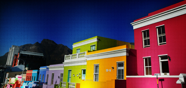 landscape with colorful houses in bo