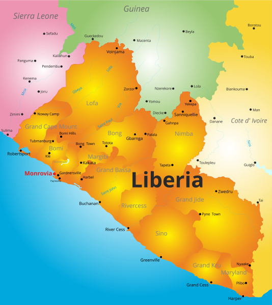 color map of liberia country