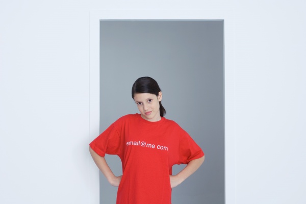 preteen girl wearing tee shirt printed