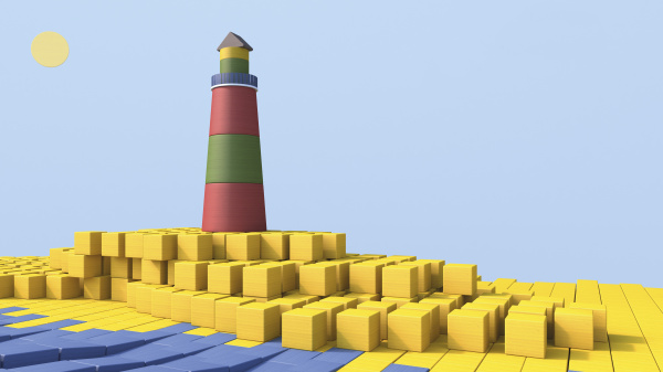 3d rendering of lighthouse by the