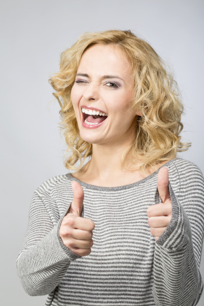portrait of happy blond woman with
