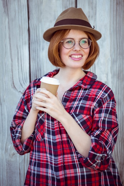 Young Beautiful Hipster Woman Standing On Field In The Countrysi